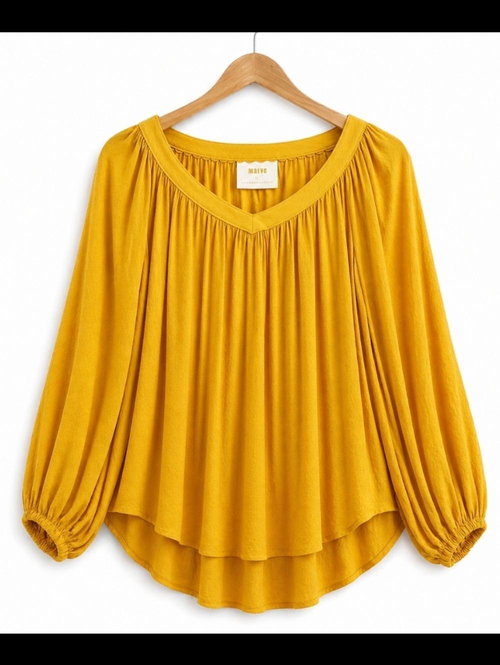 NWT Maeve by Anthropologie Gold Peasant Blouse Size 6